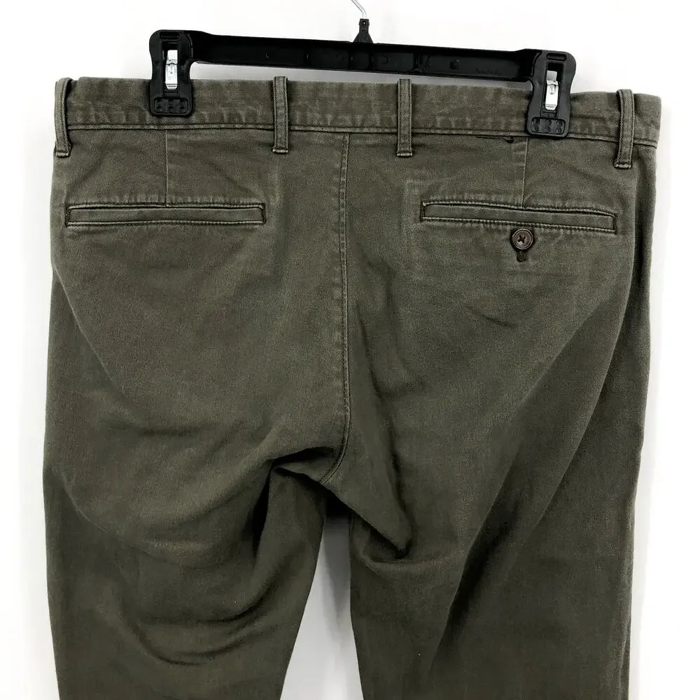 J.CREW Mens Slim-fit Flex Chino Pants Size 32x32 Green Flat Front GUC